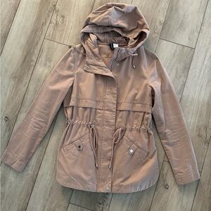 Women’s Hooded Drawstring Anorak Jacket - Dusty Rose